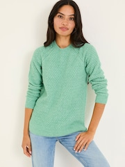 FatFace Ella Mint Green Textured Jumper - Image 1 of 6