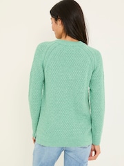 FatFace Ella Mint Green Textured Jumper - Image 2 of 6