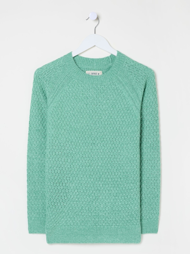 FatFace Ella Mint Green Textured Jumper - Image 6 of 6