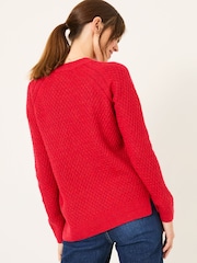 FatFace Ella Red Textured Jumper - Image 2 of 10