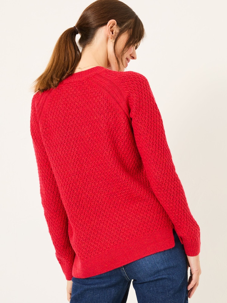 FatFace Ella Red Textured Jumper - Image 2 of 10