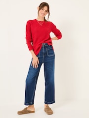 FatFace Ella Red Textured Jumper - Image 3 of 10
