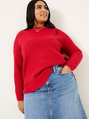 FatFace Ella Red Textured Jumper - Image 4 of 10
