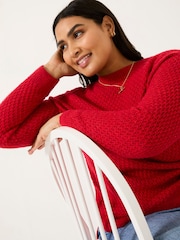 FatFace Ella Red Textured Jumper - Image 7 of 10