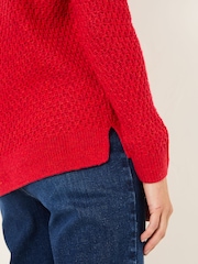 FatFace Ella Red Textured Jumper - Image 9 of 10