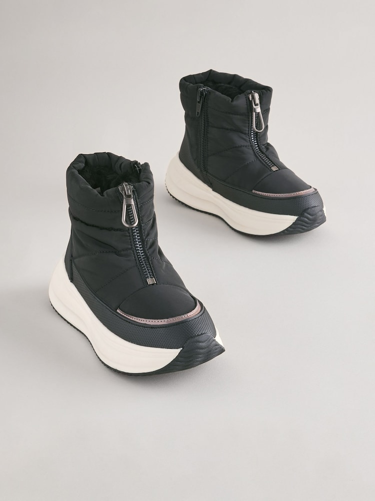 Schwarz - Gesteppte Stiefel mit Reißverschluss vorne - Bild 1 von 5 Schwarz - Gesteppte Stiefel mit Reißverschluss vorne - Bild 1 von 5