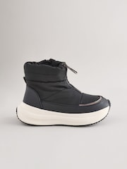 Black Zip Front Quilted Boots - Image 2 of 5