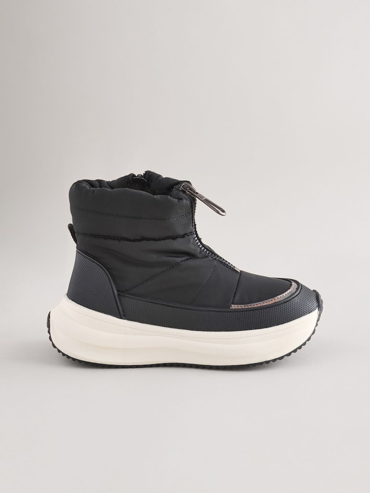 Schwarz - Gesteppte Stiefel mit Reißverschluss vorne - Bild 2 von 5 Schwarz - Gesteppte Stiefel mit Reißverschluss vorne - Bild 2 von 5