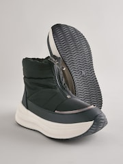 Black Zip Front Quilted Boots - Image 4 of 5