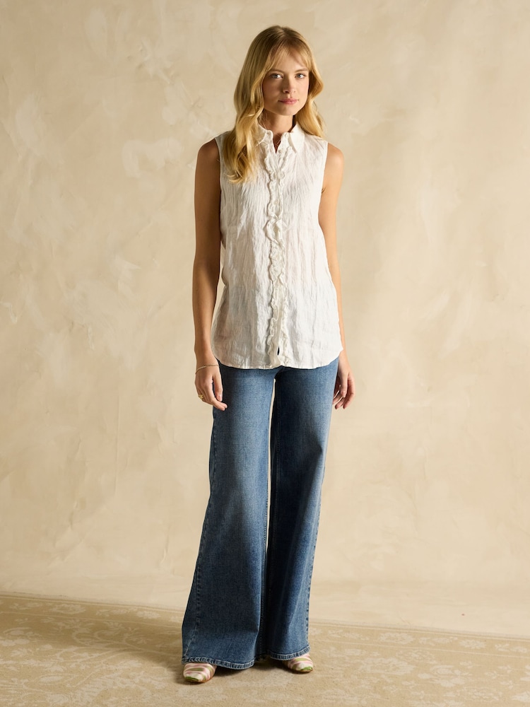 Wit - Joules Selene 100% Linen Sleeveless Shirt - Image 3 of 6