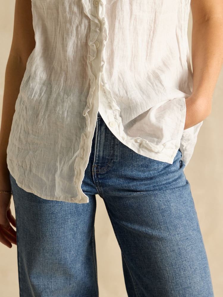 Wit - Joules Selene 100% Linen Sleeveless Shirt - Image 5 of 6