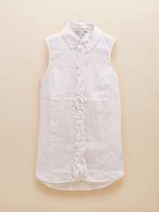 Joules Selene White 100% Linen Sleeveless Shirt - Image 6 of 6