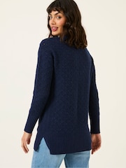 FatFace Farryn Navy Farryn Knitted 100% Cotton Knitted Jumper - Image 2 of 7