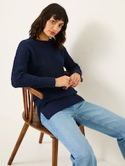 FatFace Farryn Navy Farryn Knitted 100% Cotton Knitted Jumper - Image 4 of 7