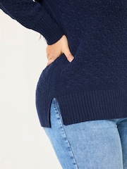 FatFace Farryn Navy Farryn Knitted 100% Cotton Knitted Jumper - Image 6 of 7