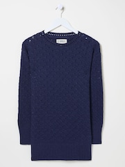 FatFace Farryn Navy Farryn Knitted 100% Cotton Knitted Jumper - Image 7 of 7