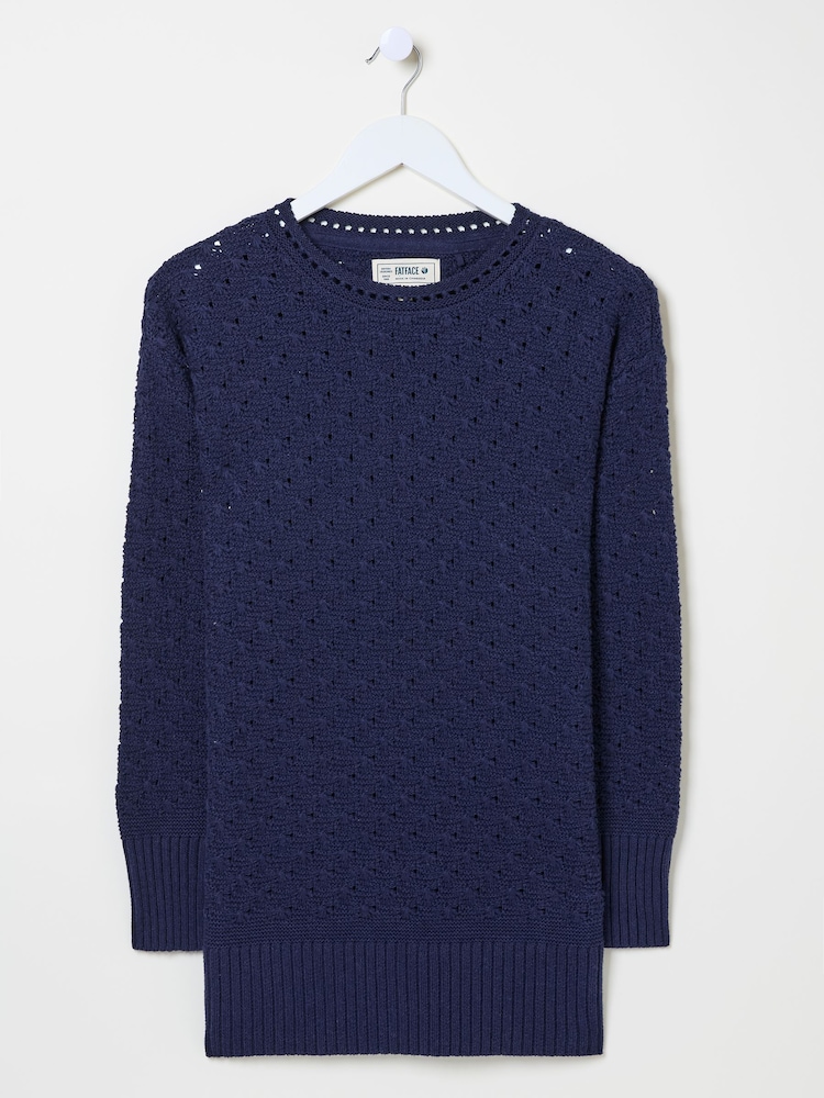 FatFace Farryn Navy Farryn Knitted 100% Cotton Knitted Jumper - Image 7 of 7