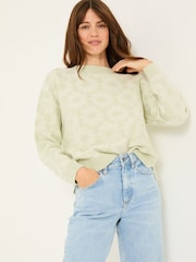 FatFace Light Green Floral Knitted Jumper - Image 1 of 13