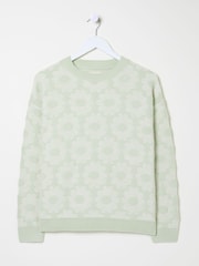 FatFace Light Green Floral Knitted Jumper - Image 12 of 13