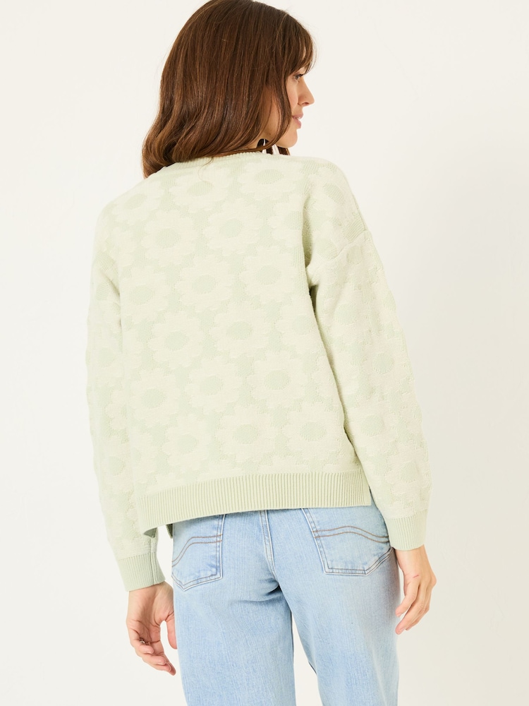 FatFace Light Green Floral Knitted Jumper - Image 2 of 13
