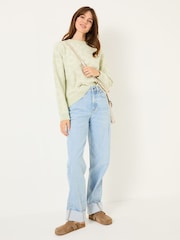 FatFace Light Green Floral Knitted Jumper - Image 3 of 13