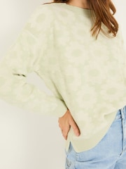 FatFace Light Green Floral Knitted Jumper - Image 6 of 13