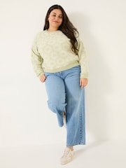 FatFace Light Green Floral Knitted Jumper - Image 7 of 13