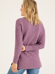 FatFace Farryn Purple Farryn Knitted 100% Cotton Knitted Jumper - Image 2 of 6