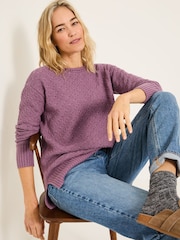 FatFace Farryn Purple Farryn Knitted 100% Cotton Knitted Jumper - Image 3 of 6