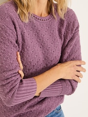 FatFace Farryn Purple Farryn Knitted 100% Cotton Knitted Jumper - Image 4 of 6