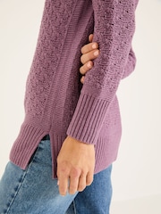 FatFace Farryn Purple Farryn Knitted 100% Cotton Knitted Jumper - Image 5 of 6