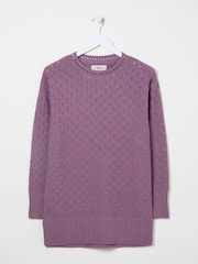 FatFace Farryn Purple Farryn Knitted 100% Cotton Knitted Jumper - Image 6 of 6