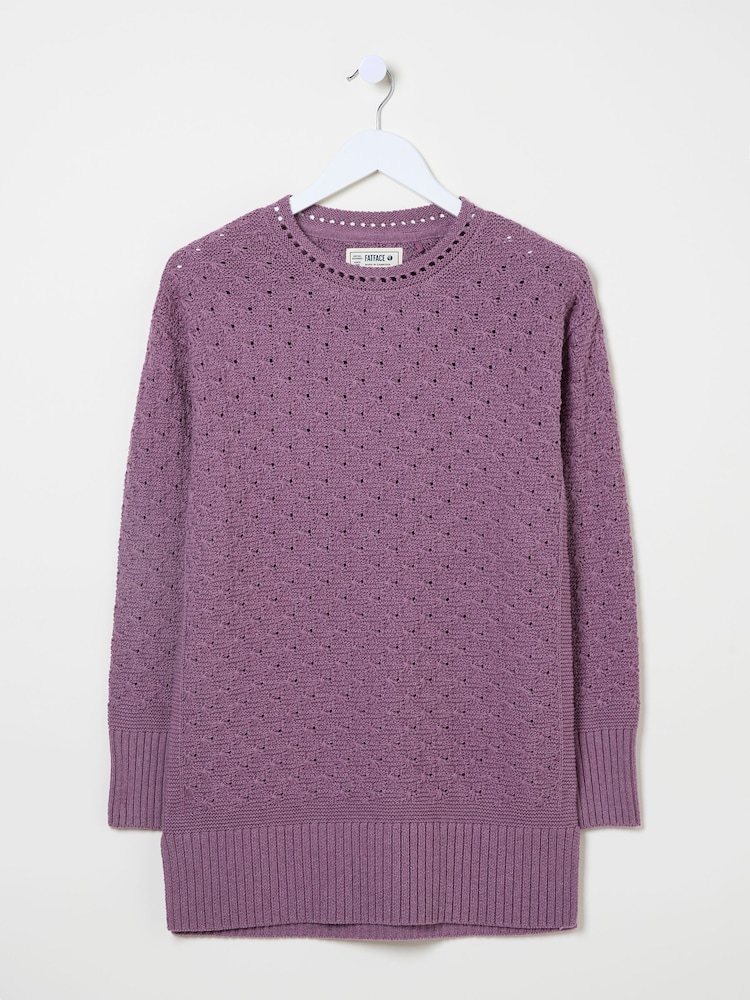 FatFace Farryn Purple Farryn Knitted 100% Cotton Knitted Jumper - Image 6 of 6