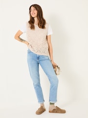 FatFace Natural Finch Crochet Tank - Image 3 of 8