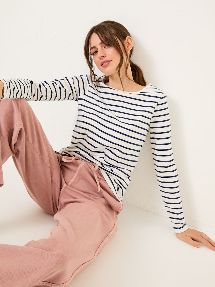 FatFace Breton Ivory 100% Cotton Long Sleeve T-Shirt - Image 4 of 5