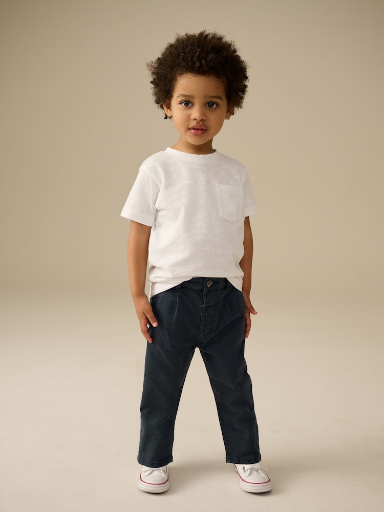Navy Pleat Front Stretch Chino Trousers (3mths-7yrs) - Image 2 of 7