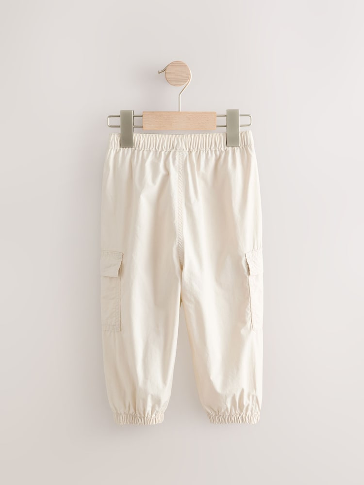 Neutral 100% Cotton Baggy Cargo Trousers with Toggle Waist (3mths-7yrs) - Image 4 of 7