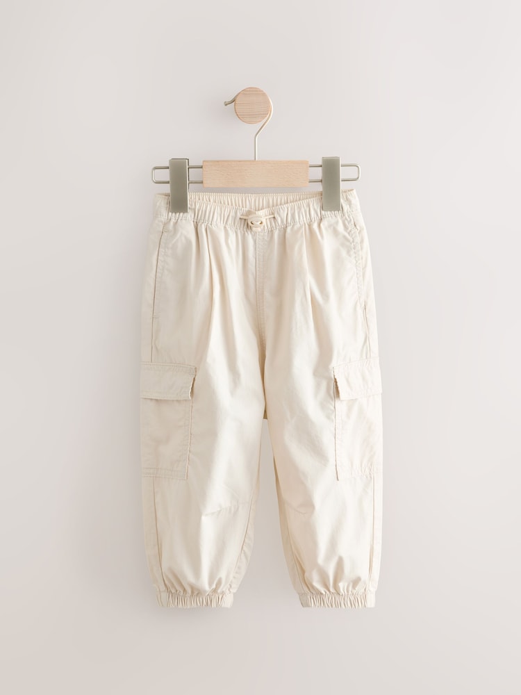 Neutral 100% Cotton Baggy Cargo Trousers with Toggle Waist (3mths-7yrs) - Image 5 of 7
