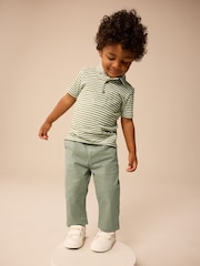 Sage Green Pleat Front Stretch Chino Trousers (3mths-7yrs) - Image 1 of 6