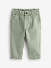 Sage Green Pleat Front Stretch Chino Trousers (3mths-7yrs) - Image 4 of 6