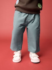 Blue Wide Leg 100% Cotton Chino Trousers with Elasticated Waist (3mths-7yrs) - Image 1 of 9