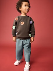 Blue Wide Leg 100% Cotton Chino Trousers with Elasticated Waist (3mths-7yrs) - Image 2 of 9