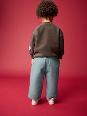 Blue Wide Leg 100% Cotton Chino Trousers with Elasticated Waist (3mths-7yrs) - Image 3 of 9