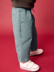 Blue Wide Leg 100% Cotton Chino Trousers with Elasticated Waist (3mths-7yrs) - Image 4 of 9