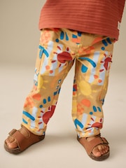 Tan Printed Side Pocket 100% Cotton Pull On Trousers (3mths-7yrs) - Image 1 of 9