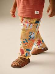 Tan Printed Side Pocket 100% Cotton Pull On Trousers (3mths-7yrs) - Image 2 of 9