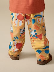 Tan Printed Side Pocket 100% Cotton Pull On Trousers (3mths-7yrs) - Image 4 of 9