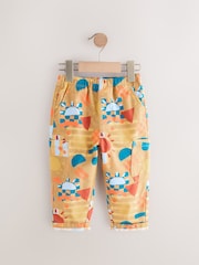 Tan Printed Side Pocket 100% Cotton Pull On Trousers (3mths-7yrs) - Image 6 of 9