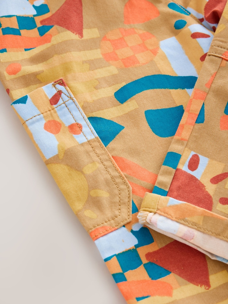 Tan Printed Side Pocket 100% Cotton Pull On Trousers (3mths-7yrs) - Image 9 of 9