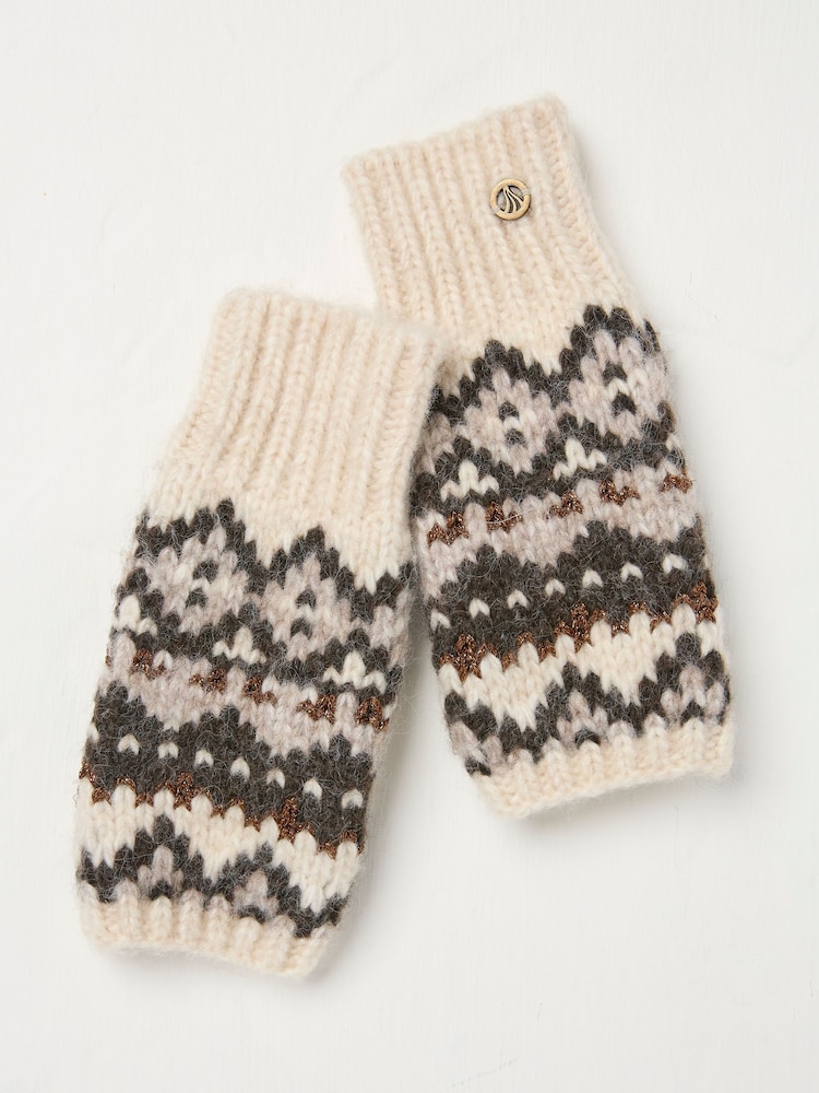 FatFace Ivory Fairisle Pattern Cuffs - Image 1 of 2 FatFace Ivory Fairisle Pattern Cuffs - Image 1 of 2